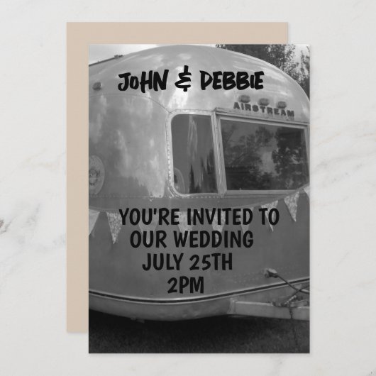 VINTAGER CAMPER TRAILER WEDDING Einladungen (Vorne/Hinten)