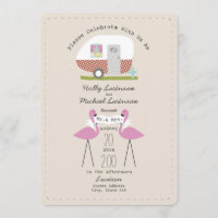 Vintager Camper und Flamingos Hochzeit