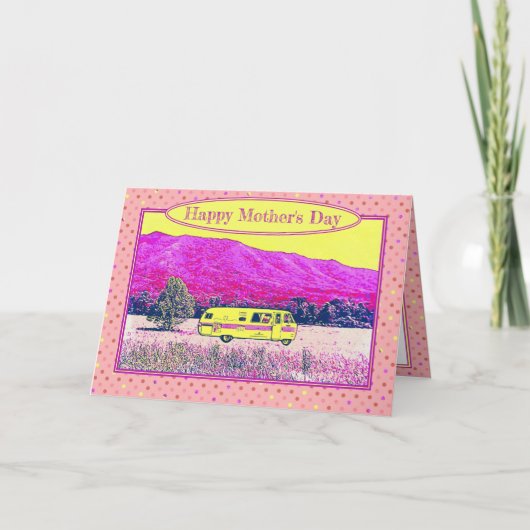 Vintager Camper Van Happy Muttertag Karte (Vorderseite)