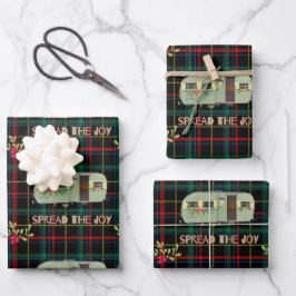 Vintager Camper verbreitet das fröhliche, Karierte Geschenkpapier Set