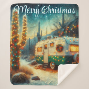 Vintager Camper Weihnachten in der Wüste Personali Sherpadecke