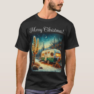 Vintager Camper Weihnachten in der Wüste Saguaro C T-Shirt