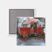 Vintager Camper Weihnachten Magnet (Vorderseite/Rückseite)