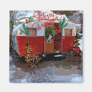 Vintager Camper Weihnachten Magnet