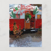 Vintager Camper Weihnachten Postkarte (Vorderseite)