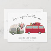Vintager Camper Weihnachtsbaum | Weihnachtskarte Postkarte (Vorne/Hinten)