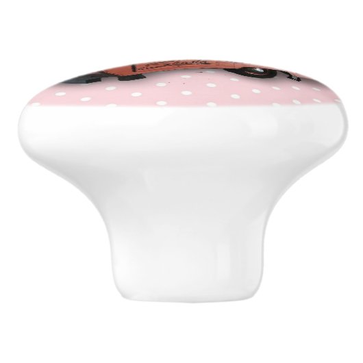 Vintager Camperfachgriff Keramikknauf (Seitenansicht)