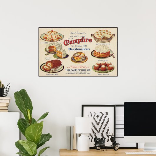 Vintager Campfire Marshmallows Lebensmittelwerbung Poster (Heimbüro)