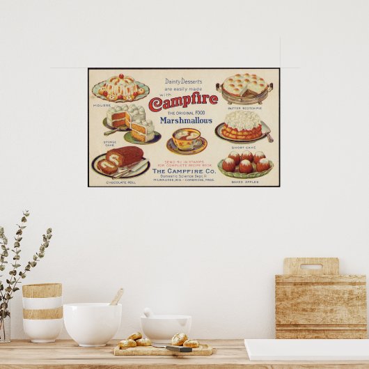 Vintager Campfire Marshmallows Lebensmittelwerbung Poster (Küche)