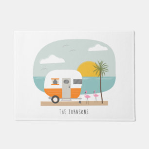 Vintager Campingplatz Flamingos Fußmatte