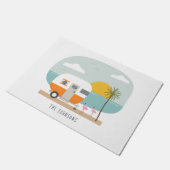 Vintager Campingplatz Flamingos Fußmatte (Schrägansicht)