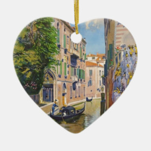 Vintager Canal Grande Gondolas Venedig Italien Rei Keramikornament