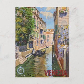 Vintager Canal Grande Gondolas Venedig Italien Rei Postkarte