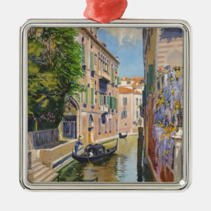 Vintager Canal Grande Gondolas Venedig Italien Rei Silbernes Ornament