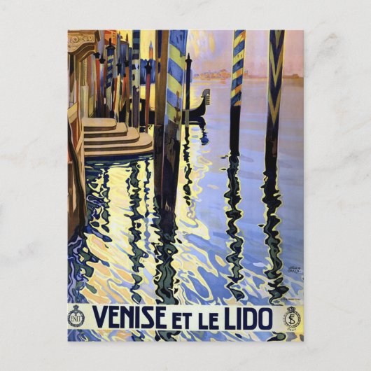 Vintager Canal Venedig Italien Reisen Postkarte (Vorderseite)