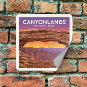 Vintager Canyonlands-Nationalpark Quadratischer Aufkleber