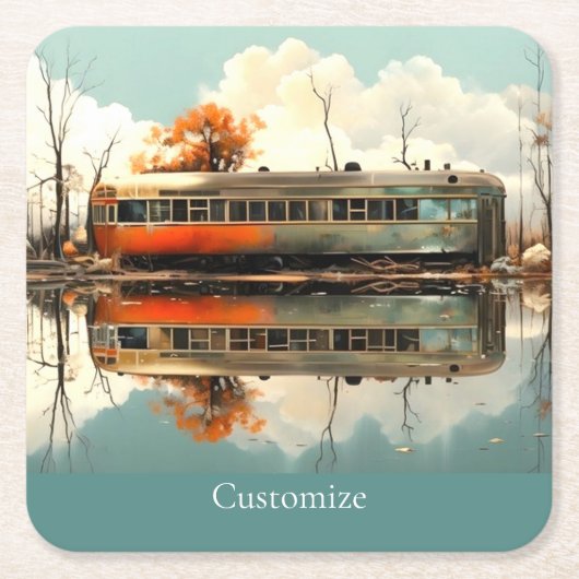 Vintager Caravan Trailer RV Thunder_Cove Rechteckiger Pappuntersetzer (Vorderseite)
