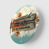 Vintager Caravan Trailer RV Thunder_Cove Runde Wanduhr (Winkel)