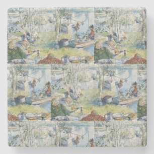 Vintager Carl Larsson Cray Fischfang mit der Famil Steinuntersetzer