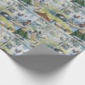 Vintager Carl Larsson-Krebsfang mit der Familie Geschenkpapier (Ecke)