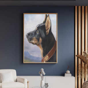 Vintager Carl Reichert Portrait eines Doberman Leinwanddruck