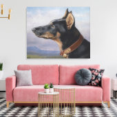 Vintager Carl Reichert Portrait eines Doberman Leinwanddruck (Insitu (Wohnzimmer))