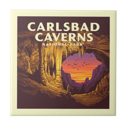 Vintager Carlsbad Caverne-Nationalpark Fliese (Vorderseite)