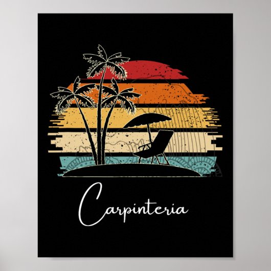 Vintager Carpinteria Beach Lover Palmen Frühling Poster (Vorne)