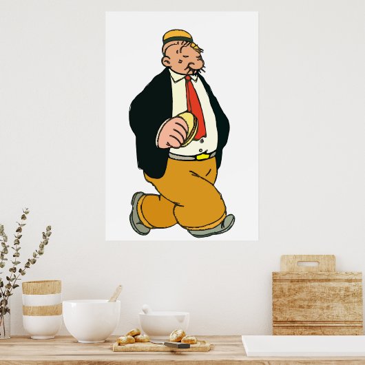 Vintager Cartoon, Hamburger Mann Poster (Küche)