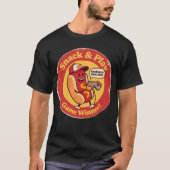 Vintager Cartoon-Hot Dog mit Controller T-Shirt (Vorderseite)
