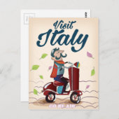 Vintager Cartoon Italien Reise Postkarte. Postkarte (Vorne/Hinten)