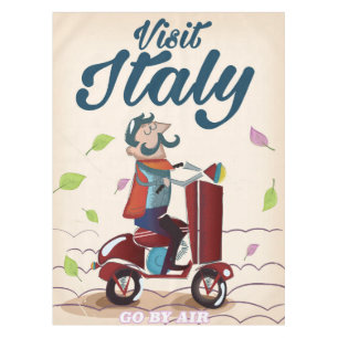 Vintager Cartoon Italien Reise Postkarte. Tischdecke