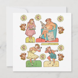 Vintager Cartoon Kuh Bull Familie Papierpuppe ausg