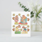 Vintager Cartoon Kuh Bull Familie Papierpuppe ausg Postkarte (Stehend Vorderseite)