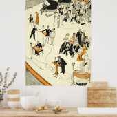 Vintager Cartoon Radio Program Musicians Funny Poster (Küche)