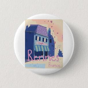 Vintager Cartoon Rennes France Button
