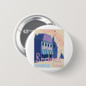 Vintager Cartoon Rennes France Button (Vorne & Hinten)