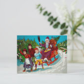 Vintager Cartoon Santa mit Birkensticken Postkarte (Stehend Vorderseite)