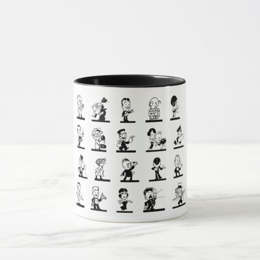 Vintager Cartoon, Schwarz-Weiß-Comicen Tasse (Zentrum)