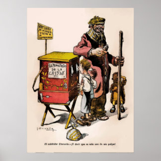 Vintager Cartoon von 1914 Argentinienkrise Poster