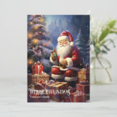 Vintager Cartoon Weihnachtsgeschenke Feiertagskarte (Stehend Vorderseite)