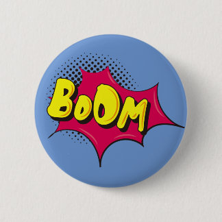 Vintager Cartoonsuperhero-Kampf-Blase BOOM Button