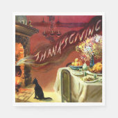 Vintager Cat Erntedank Serviette (Vorderseite)