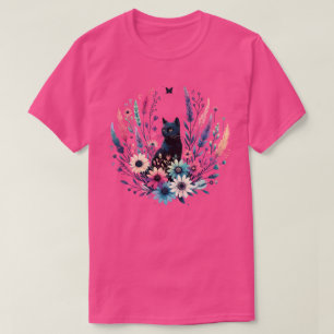 Vintager Cat Floral Boho Wildblume Graphic T - Shi T-Shirt