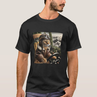 Vintager Cat Pilot Cat Piloten ein cooles Kampfflu T-Shirt
