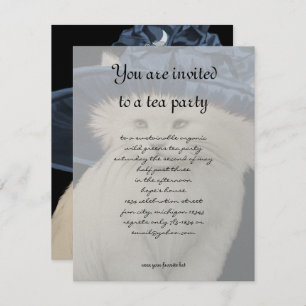 Vintager Cat Tee Party Einladung Vintag Blue Hat