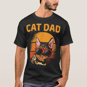 Vintager Cat Vater Retro Stil Vatertag Männer Kat  T-Shirt