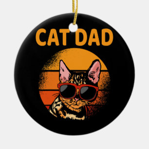 Vintager Cat Vater Retro Stil Vatertag Männer Katz Keramik Ornament