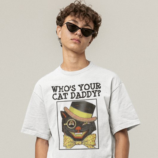 VINTAGER CAT VATER SCHWARZE CAT-T - Shirt