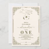 Vintager Celestial Botanical 1. Geburtstag Einladung (Vorderseite)